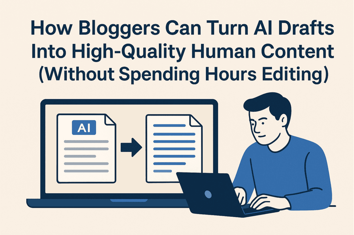 How Bloggers Can Turn AI Drafts Into High-Quality Human Content (Without Spending Hours Editing)