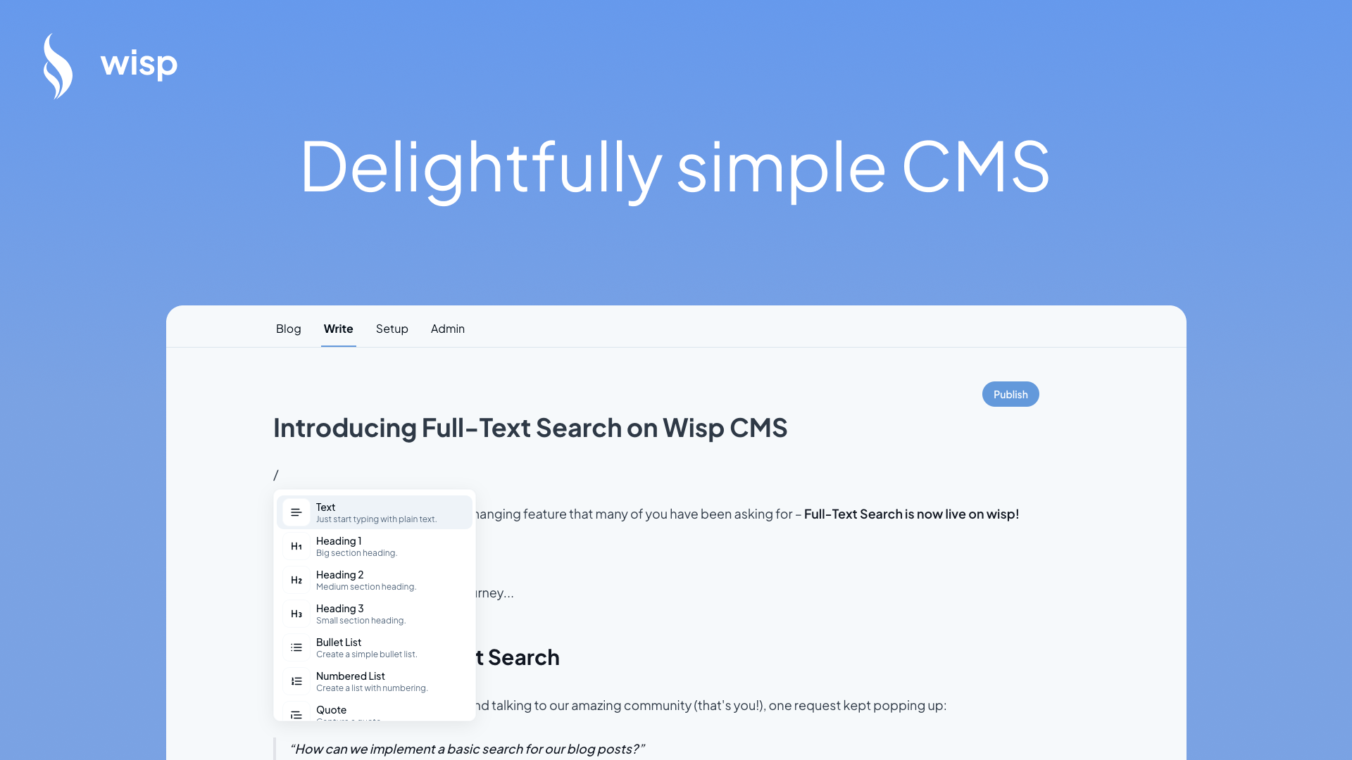 Headless CMS for Next.js Apps - Wisp CMS